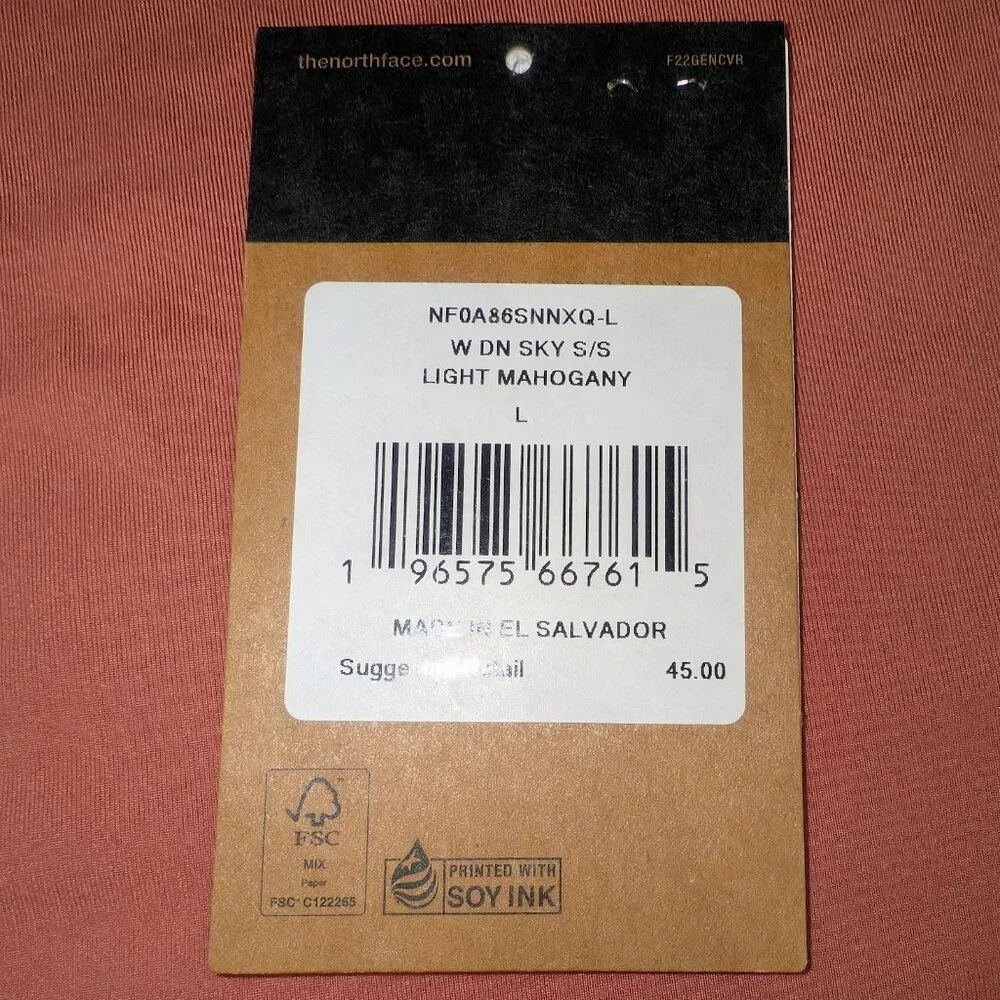 TNF North Face Dune Sky Womens Short Sleeve Light Mahogany TShirt Size L - Picture 5 of 13